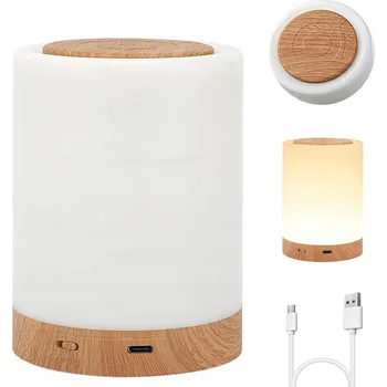 Lampička Noční lampa bílá dotyková LED akumulátorová s měnitelnou barvou světla