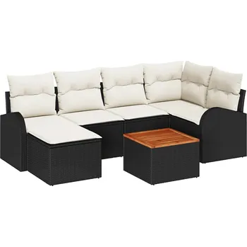 Sada zahradních pohovek 7 pcs Černá Poly ratan Černá3347600