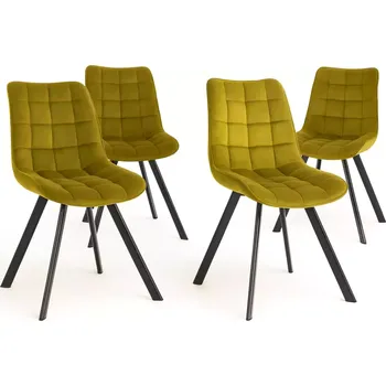 LuxuryForm DESIGN Židle ORLEN VELUR - žlutá - SET 4 ks