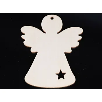 Vánoční ozdoba Magieprirody.cz Dřevěná ozdoba Anděl s hvězdou 78 × 65 × 3 mm #BD04 vánoční dekorace