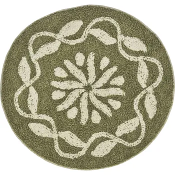 Koupelnová předložka MADAM STOLTZ Koupelnová předložka Round Khaki / Off white Ø 60 cm