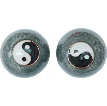 Masážní přístroj Masážní kuličky šedé se symbolem Jin Jang (4 cm)