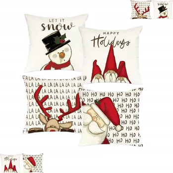 Povlak na dekorativní polštářek SADA 4X VÁNOČNÍ POVLAK NA POLŠTÁŘ NA DEKORAČNÍ POLŠTÁŘ 40X40 CM