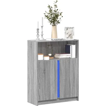 vidaXL Příborník LED šedý sonoma 77 x 34 x 100 cm kompozitní dřevo