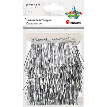 Stuha Titanum Stuha, dekorační, třásně, STŘÍBRNÉ, 4 cm/1 m, 1 bal.