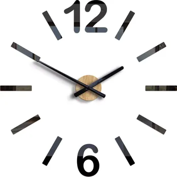 Hodiny Nástěnné samolepící hodiny Forest 60 cm černé