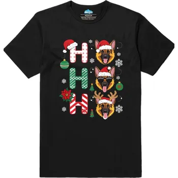 Pánské tričko Pánské tričko Santa Německý Ovčák Ho Ho Ho (Velikost: M, Barva: Černá)