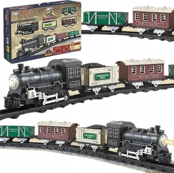 Vláček a vláčkodráha ELEKTRICKÁ VLÁČKODRÁHA LOKOMOTIVA VLAK XXL VAGÓNY PÁRA ZVUK WOOPIE