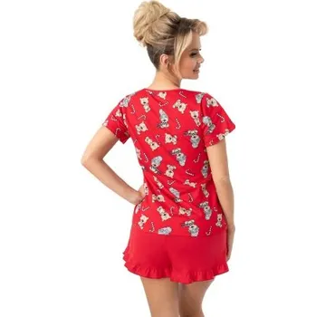 Dámské pyžamo Dámské krátké pyžamo Donna Bear - bavlna Červená L(40)