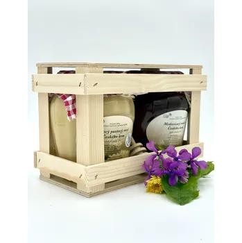 Dárkový potravinový koš Včelařství Thomayer Dárkové balení medů 2x900g