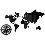 Nástěnné samolepící hodiny World 77 cm černé
