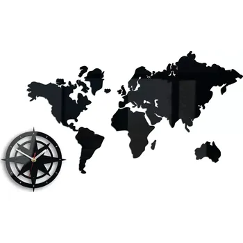 Hodiny Nástěnné samolepící hodiny World 77 cm černé