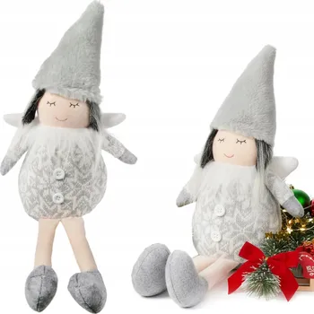 Obraz Plyšový sedící anděl s visícíma nohama 42 cm Šedý VÁNOČNÍ DEKORACE