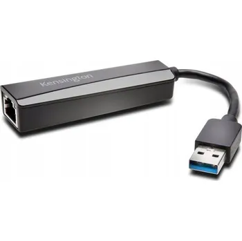 USB hub Adaptér Kensington UA0000E z USB-A 3.0 na Ethernet, černý