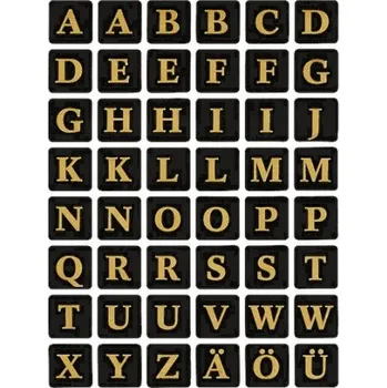 samolepka HERMA SAMOLEPKY ZLATÉ ČERNÉ POZADÍ PÍSMENA ABECEDA 13X13 MM.