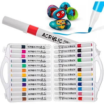 AKRYLOVÉ FIXY 24 POPISOVAČE . FIXY NA SKLO, KAMENY, LÁTKY. PLOCHÉ FIXY