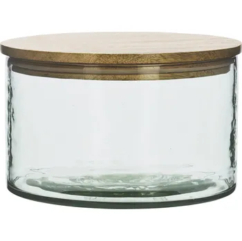 Dóza na potraviny MADAM STOLTZ Skleněná dóza s dřevěným víčkem Bamboo wide