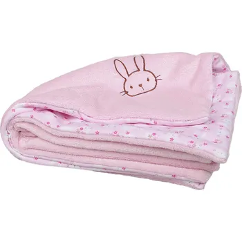 Dětská deka Kaarsgaren Dětská deka růžová – zajíc | Wellsoft + bavlna, 70×100 cm, vyrobeno v ČR