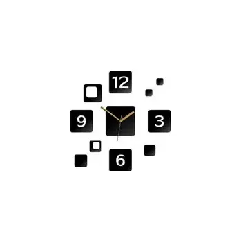 Hodiny Nástěnné samolepící hodiny Square 45 cm černé
