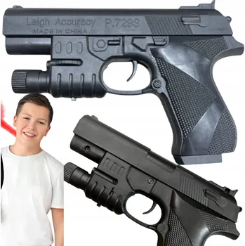 Dětská zbraň PISTOLE NA KULIČKY S LASEREM REVOLVER HRAČKA ZAMĚŘOVAČ IMITACE ZBRANĚ