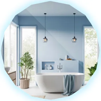 Zrcadlo Velké LED Zrcadlo Mnohoúhelníkové Kulaté Pro Make-up Toaletní Stolek Studené Světlo 100x100