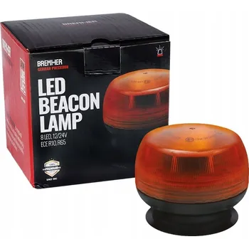 Maják VÝSTRAŽNÁ LAMPA S MAGNET 8 LED, 12/24V, ECE R10, R65, VÝŠKA 65MM