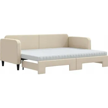 Pohovka Rozkládací pohovka 2 v 1 s pěnovými matracemi, krémová, 223x90x75 cm