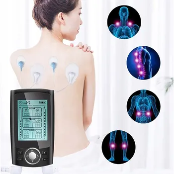 Masážní přístroj ELEKTROSTIMULÁTOR SVALŮ MASÁŽ STIMULACE ELEKTROLÉČBA 12 ELEKTROD Combo