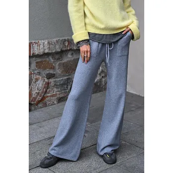 Dámské kalhoty ŠEDÉ DÁMSKÉ ÚPLETOVÉ KALHOTY PECA del SOL