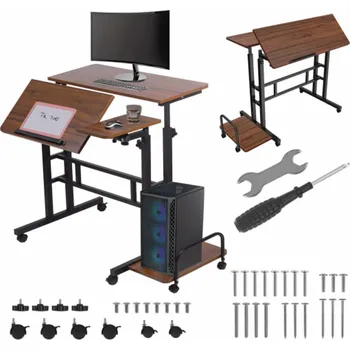 Jídelní stůl Maclean Mobilní nastavitelný stůl MC-124 B max. 50 kg, nastavení výšky 67-115 cm, deska stolu 80x60 cm