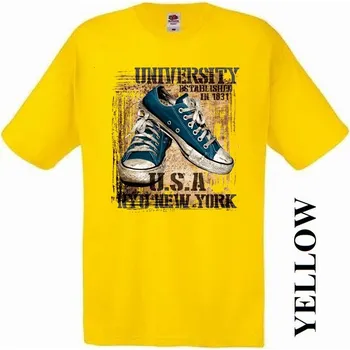 Pánské tričko panske-levne-bavlnene-tricko-vtipne-americke-tenisky Barva: Yellow - žlutá, velikost: XS