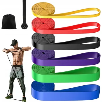 SADA 6 POSILOVACÍCH GUM POWER BAND SILNÁ ODPOROVÁ GUMA PRO FITNESS TRÉNINK
