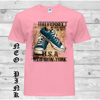 Pánské tričko panske-levne-bavlnene-tricko-vtipne-americke-tenisky Barva: Pink neo - matně růžová, velikost: XS