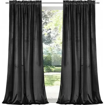 Obraz Závěs Velurový Černý Měkký Elegantní do Každého Interiéru 140x250T