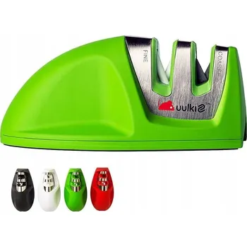 Brousek na ocelové nože, 2-stupňové, s rukojetí a gumovou základnou, ZELENÉ