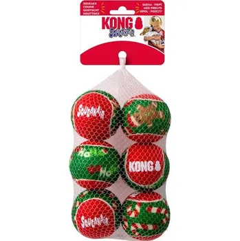 Hračka pro psa Hračka Kong Dog Holiday SqueakAir® Balls s pískatkom, guma, vulkanizovaná, M (6 ks/ bal.)