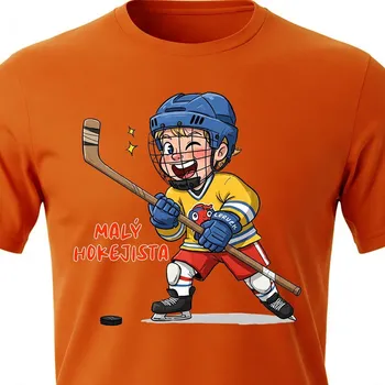 Chlapecké tričko Dětské tričko Malý hokejista - velikost 146, Barva Oranžová