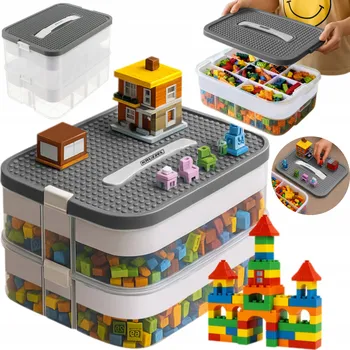 Úložný box Úložný box na hračky, kostky, organizér 15l s přihrádkami, velký, 2patrový