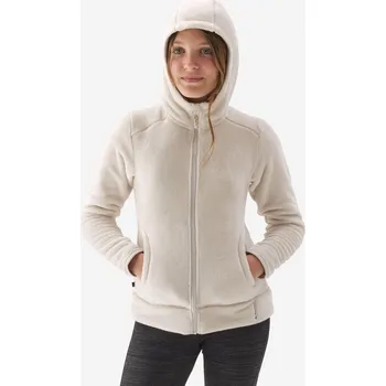 Pánská mikina QUECHUA Dívčí turistická hřejivá fleecová mikina NH 500 12 LET BÉŽOVÁ