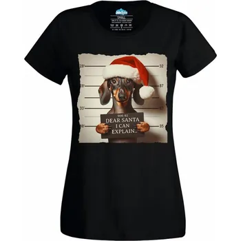 Dámské tričko Dámské tričko Santo, já to vysvětlím! Jezevčík Busted (Velikost: L, Barva: Černá)