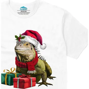 Pánské tričko Pánské tričko Vánoční Leguán (Velikost: L, Barva: Bílá)