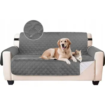 Napínací potah Potah na 3místnou pohovku, tmavě šedý, voděodolný, protiskluzový, s popruhy