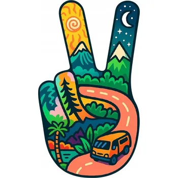 Samolepicí dekorace na vozidlo NÁLEPKA na Auto | GESTO MÍRU KAMPER VAN CAMPING DOBRODRUŽSTVÍ PEACE