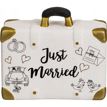 Pokladnička POKLADNIČKA kufřík Just Married SVATBA SVATEBNÍ HOSTINA NOVOMANŽELÉ