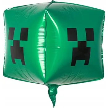 Balónek Fóliový balónek Minecraft Creeper 3D kostka - narozeniny, Happy Birthday, 56 cm
