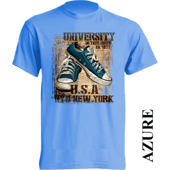 Pánské tričko panske-levne-bavlnene-tricko-vtipne-americke-tenisky Barva: Azure - azurově modrá, velikost: XS