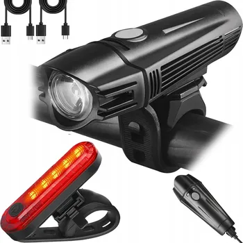 Cyklosvítilna PŘEDNÍ A ZADNÍ LED SVĚTLO NA KOLO, NABÍJECÍ, 2x USB