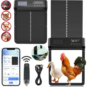 AUTOMATICKÁ DVÍŘKA DO KURNÍKU S APLIKACÍ A OCHRANOU PROTI SKŘÍPNUTÍ, VODĚODOLNÉ