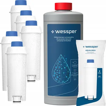 Příslušenství pro přípravu kávy 5x Wessper Aqualunga vodní filtr do kávovaru DeLonghi + odvápňovač 1l