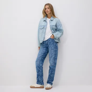 Dámské džíny Reserved - Rovné džíny se vzorem - modrá - 587GE-55J - 587GE-55J-38